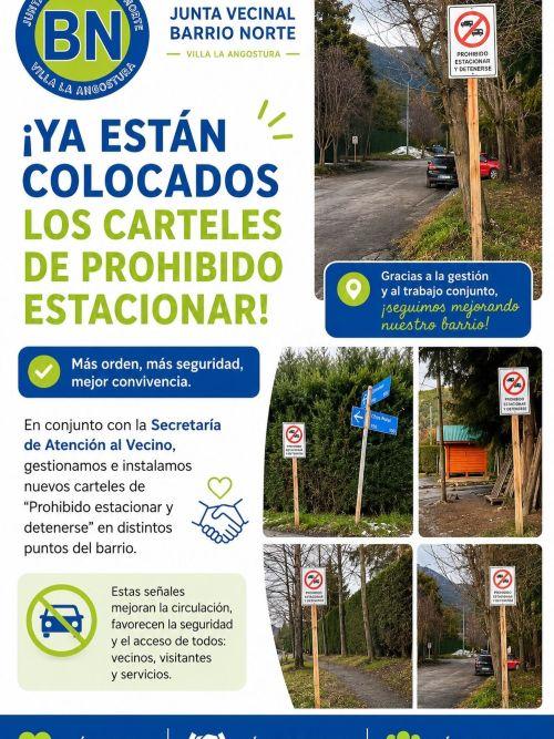Tras los reclamos de vecinos, instalaron carteles de "Prohibido estacionar" en Barrio Norte