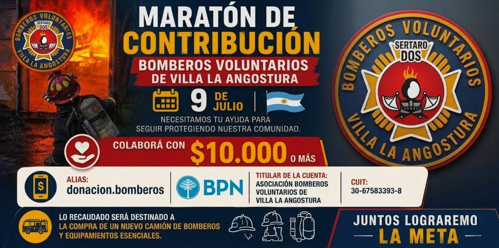 Bomberos Voluntarios de Villa La Angostura realizarán una Maratón Solidaria de Contribución el próximo 9 de julio