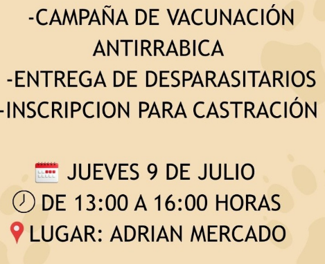 El área de Zoonosis realizará una nueva jornada gratuita de vacunación y castración para mascotas.