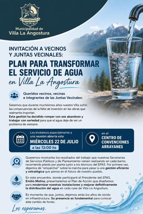 Convocan a vecinos a conocer el plan para modernizar el servicio de agua en Villa La Angostura
