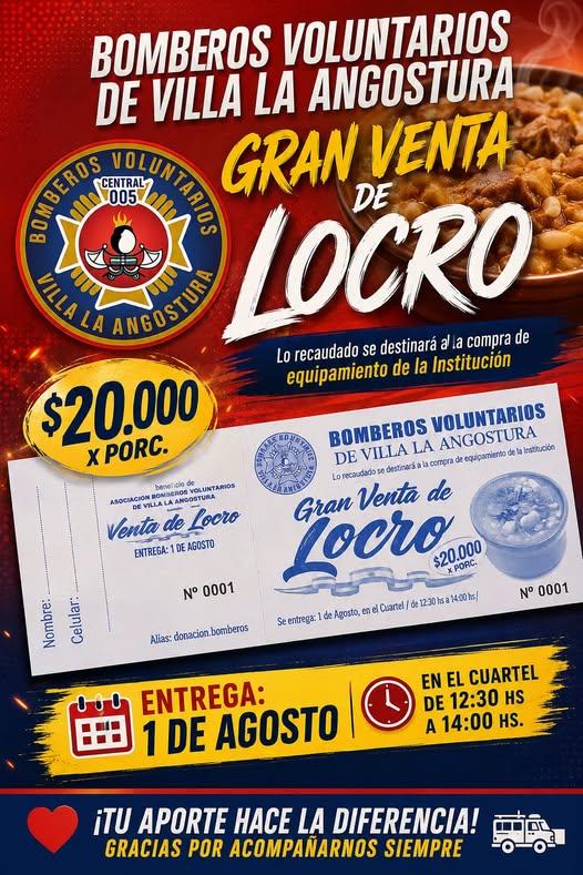Bomberos lanzan una gran venta de locro para recaudar fondos y sumar nuevo equipamiento